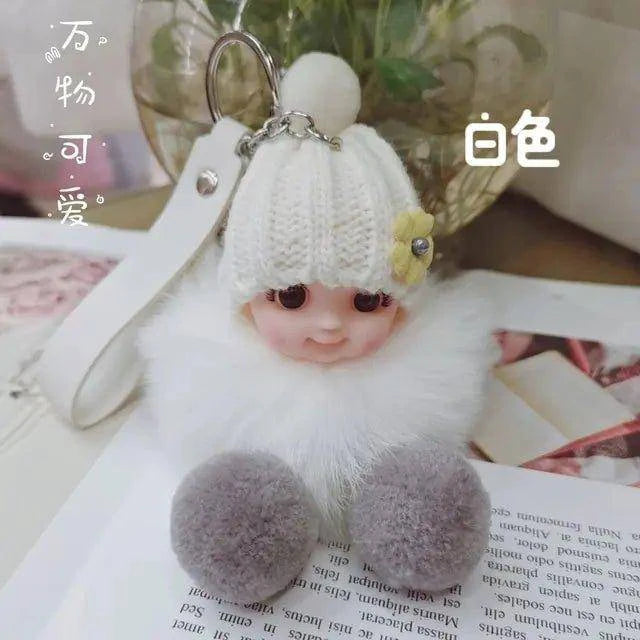 Add Charm to Your Belongings with the Cute Expression Face Baby Pompom Keychain! - Home Kartz