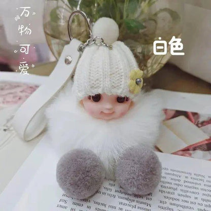 Add Charm to Your Belongings with the Cute Expression Face Baby Pompom Keychain! - Home Kartz