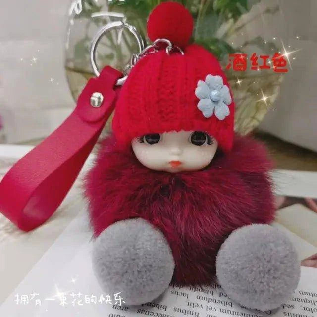 Add Charm to Your Belongings with the Cute Expression Face Baby Pompom Keychain! - Home Kartz