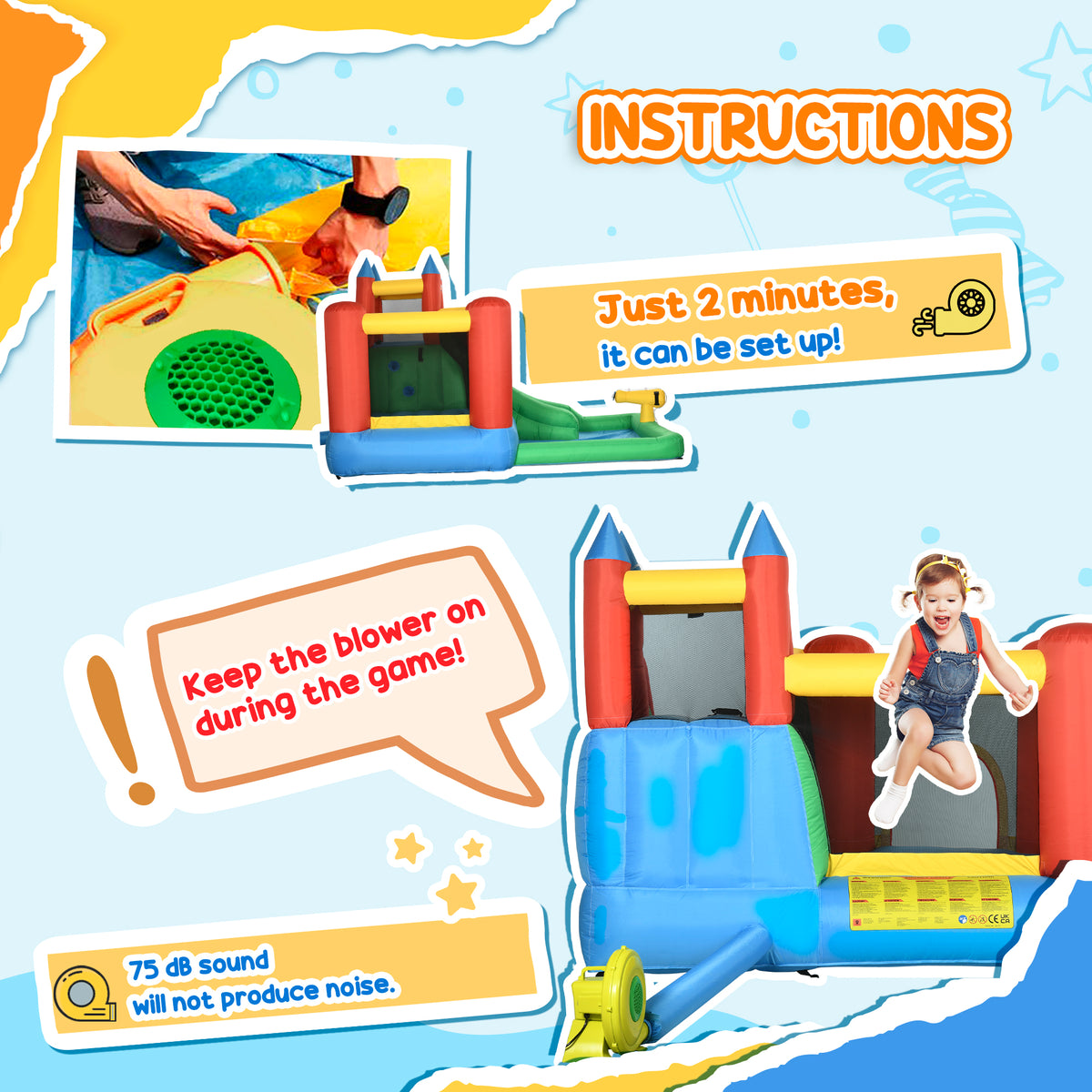 6-in-1 Inflatable Water Slide and Splash Pool