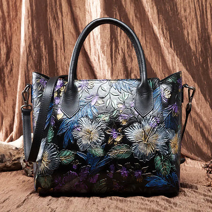 🌸 Artistry in Hand: The Sytle-Carry Vintage Flower Embossed Genuine Leather Handbag – Your Ultimate Flower Embossed Genuine Leather Handbag for Timeless Elegance! 💖
