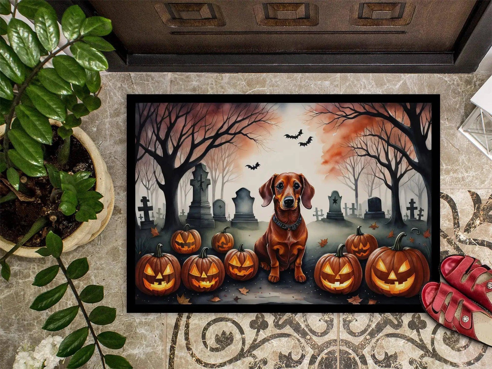 Halloween Dachshund Doormat – Durable, Non-Slip, Indoor & Outdoor Dog Art Decor - Home Kartz