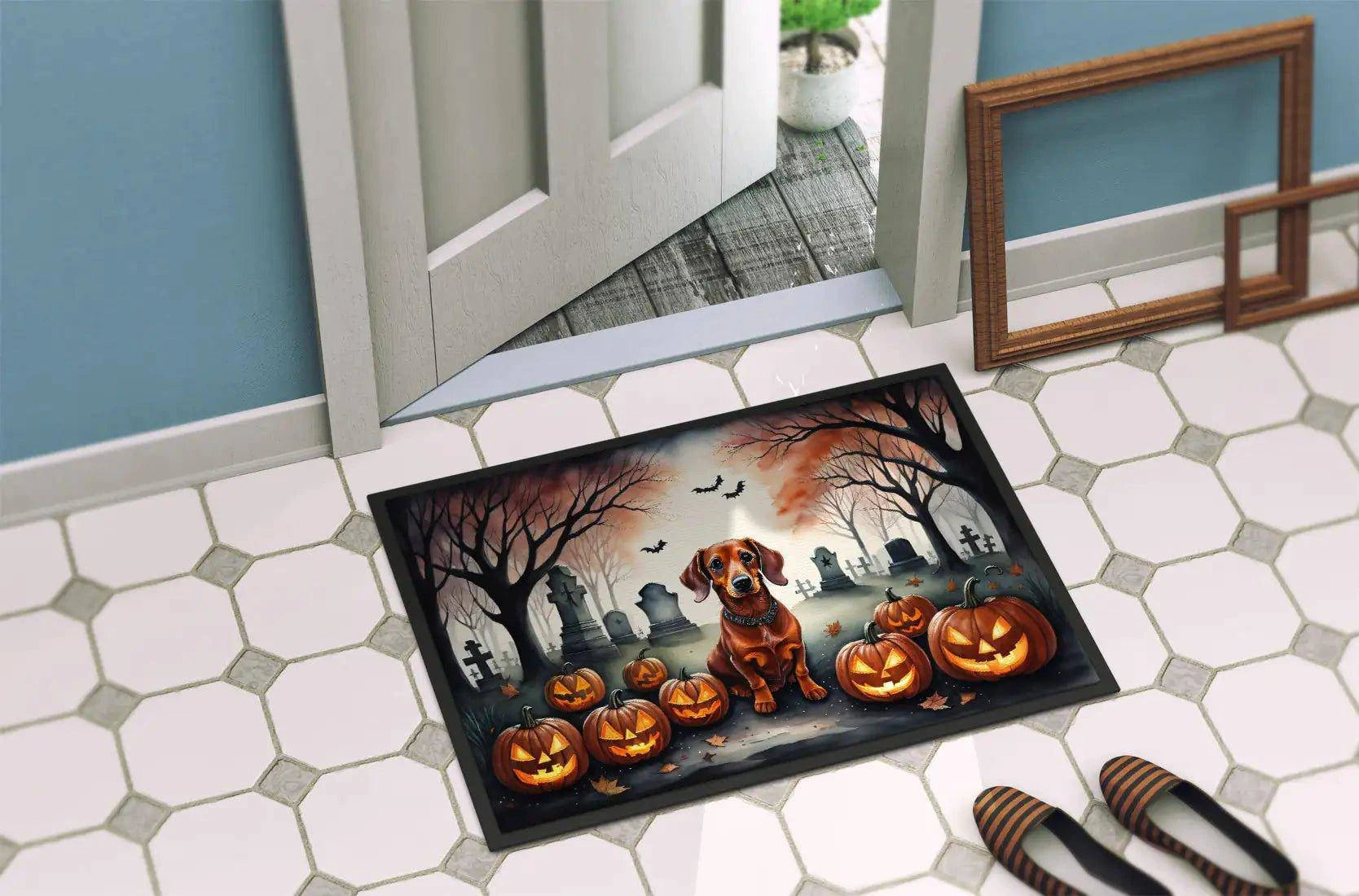 Halloween Dachshund Doormat – Durable, Non-Slip, Indoor & Outdoor Dog Art Decor - Home Kartz