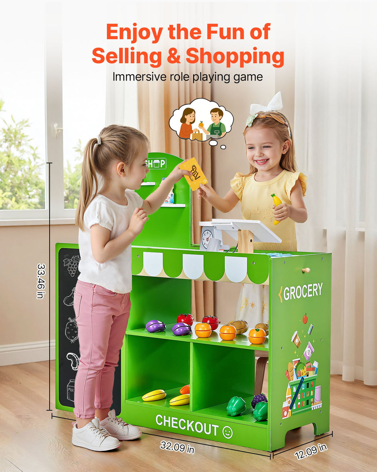 Wooden Grocery Store Market Stand for Kids