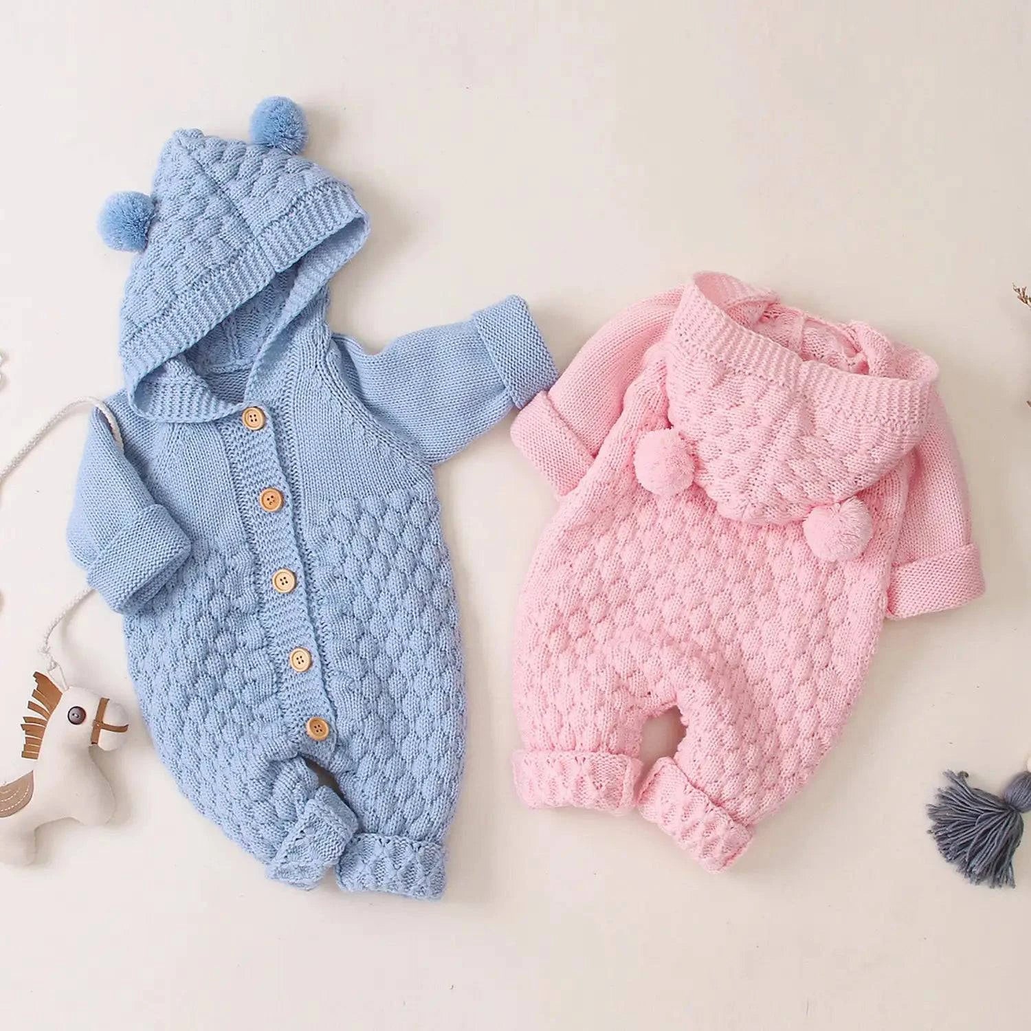Embrace Cozy Chic: The Ultimate Ear Knit Romper with Hoodie for Your Little One 🌟👶 - Home Kartz