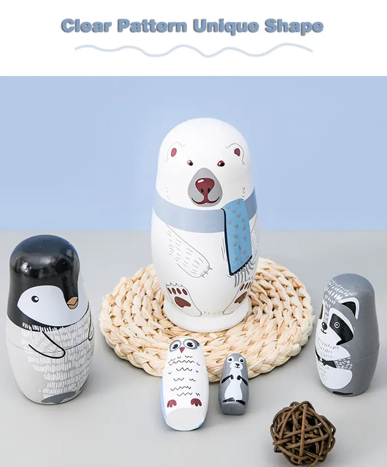 Stack, Discover & Smile - Adorable Wooden Animal Dolls That Teach Size & Sequence!
