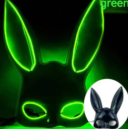 LED Bunny Mask with Long Ears - Neon Glow Mask for Halloween - Home Kartz