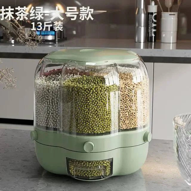 360° Rotating Grains Storage Box – Innovative Dry Food Dispenser for Effortless Kitchen Organization - Home Kartz