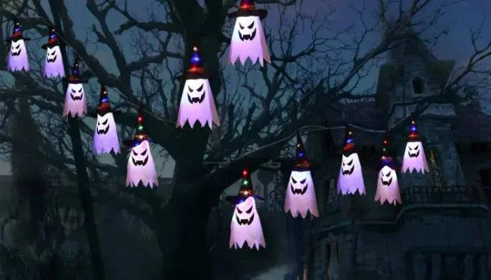 Spooky Halloween Ghost Lanterns | Festive Cloth Art Ghost String Lights - Home Kartz