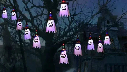 Spooky Halloween Ghost Lanterns | Festive Cloth Art Ghost String Lights - Home Kartz