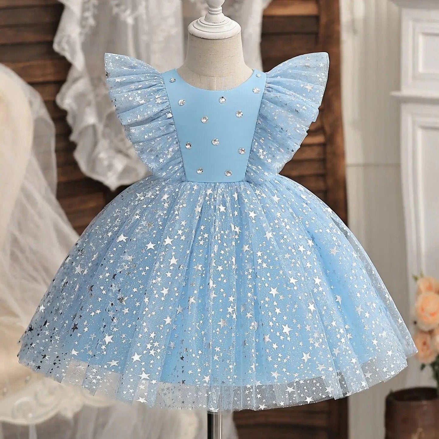 White Baby Baptism Dress with Ruffle Sleeves – Elegance for Your Baby’s Special Day - Home Kartz