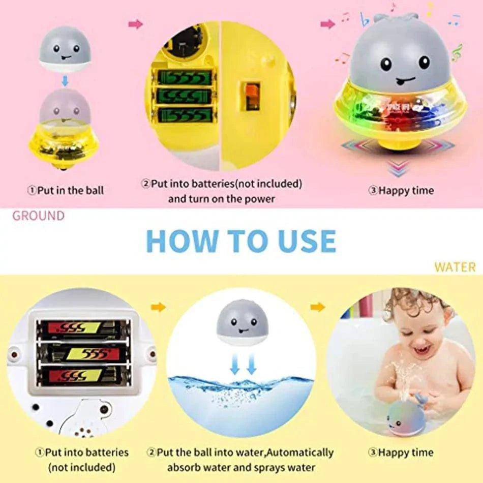 Spray Water Whale Toy | Interactive Bath Toy with Lights | Water Induction Whale for Kids - Home Kartz