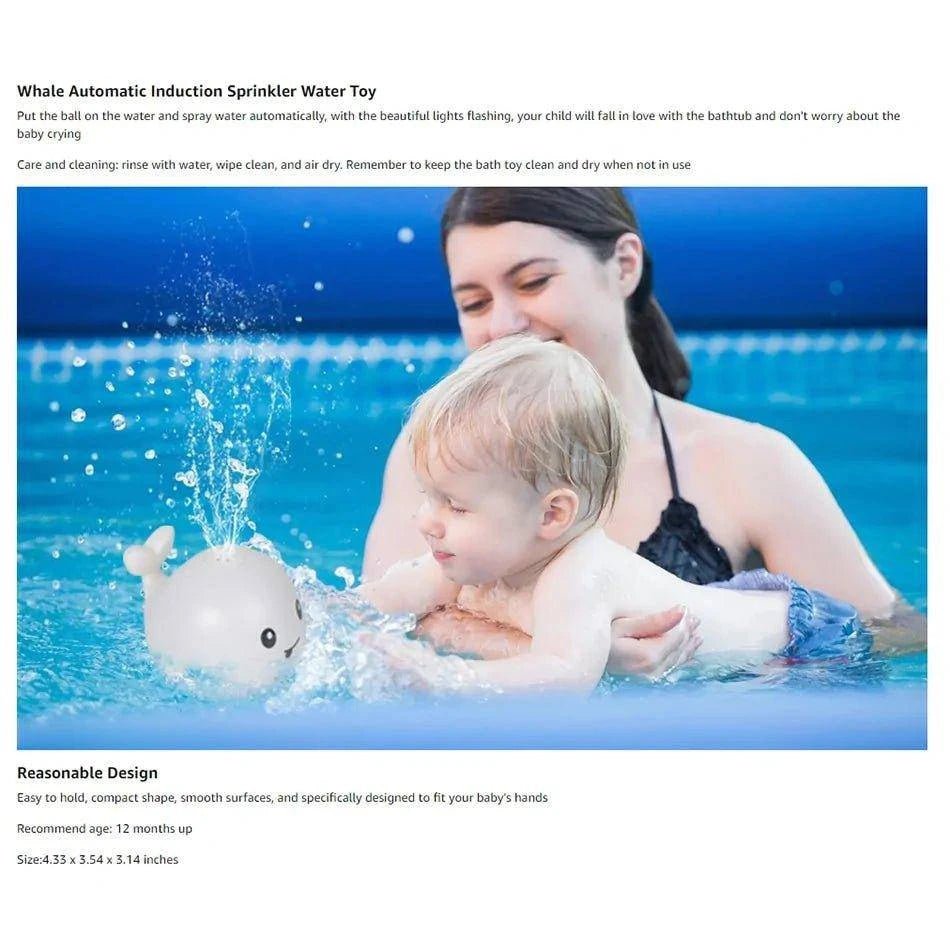 Spray Water Whale Toy | Interactive Bath Toy with Lights | Water Induction Whale for Kids - Home Kartz