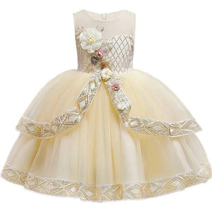 👗 Embroidered Birthday Party Dress for Girls | Elegant & Comfortable 🎉 - Home Kartz