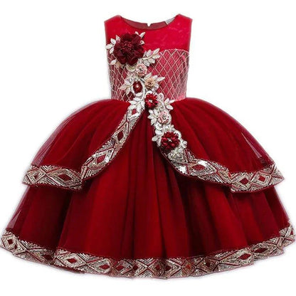 👗 Embroidered Birthday Party Dress for Girls | Elegant & Comfortable 🎉 - Home Kartz