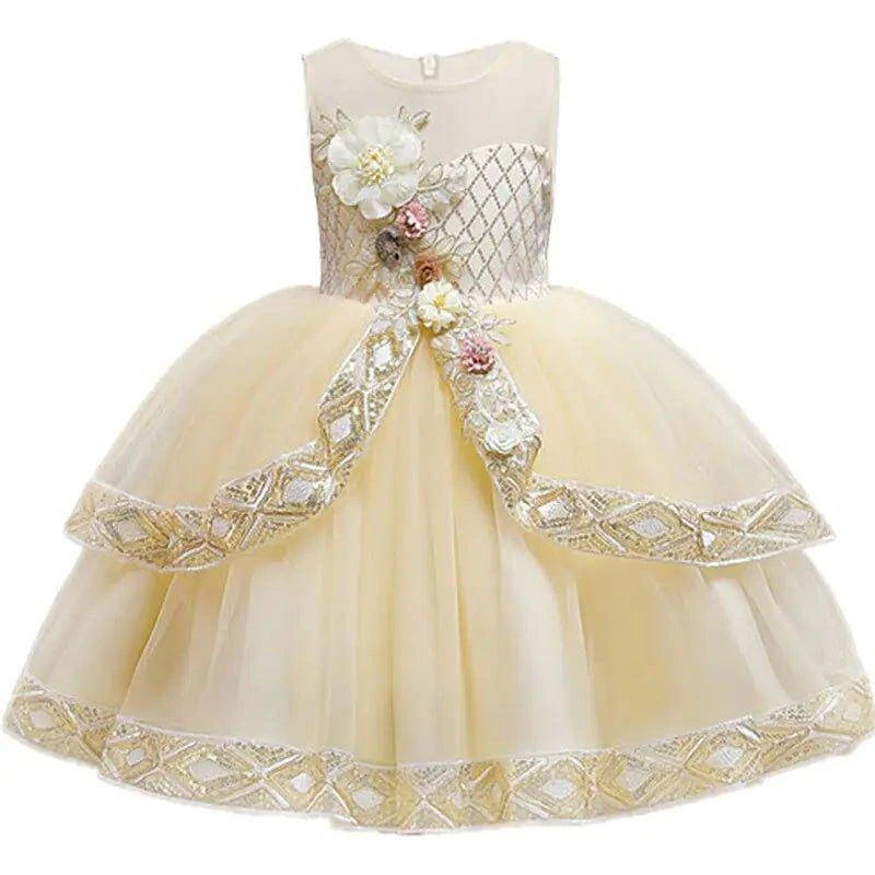 👗 Embroidered Birthday Party Dress for Girls | Elegant & Comfortable 🎉 - Home Kartz