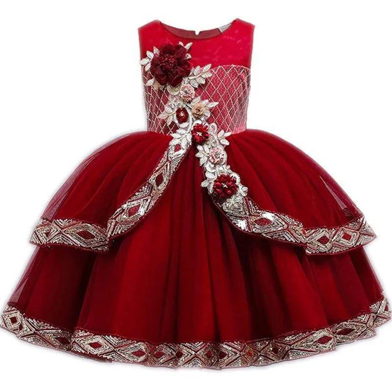 👗 Embroidered Birthday Party Dress for Girls | Elegant & Comfortable 🎉 - Home Kartz