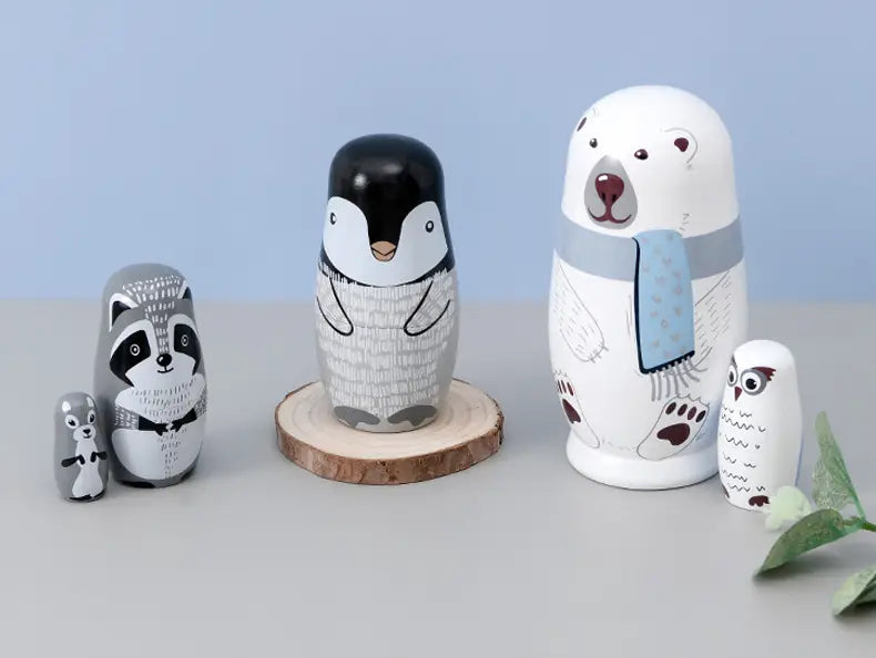 Stack, Discover & Smile - Adorable Wooden Animal Dolls That Teach Size & Sequence!