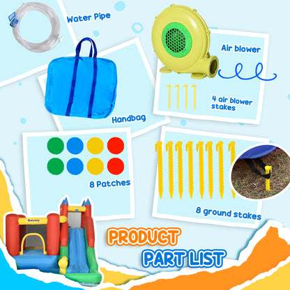 6-in-1 Inflatable Water Slide and Splash Pool