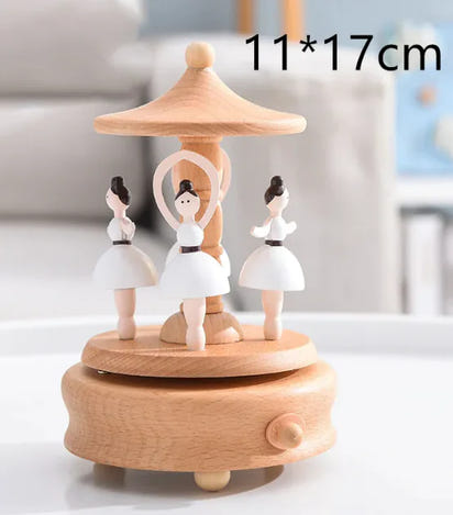 Rotating Wooden Music Box: Handcrafted Carousel for Timeless Joy & Soothing Melodies