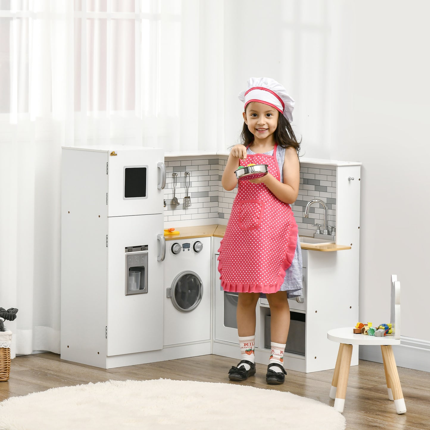 The Only Play Kitchen That Looks as Good as Yours. A Space-Saving Corner Masterpiece Crafted from Premium MDF for Years of Elegant, Screen-Free Discovery