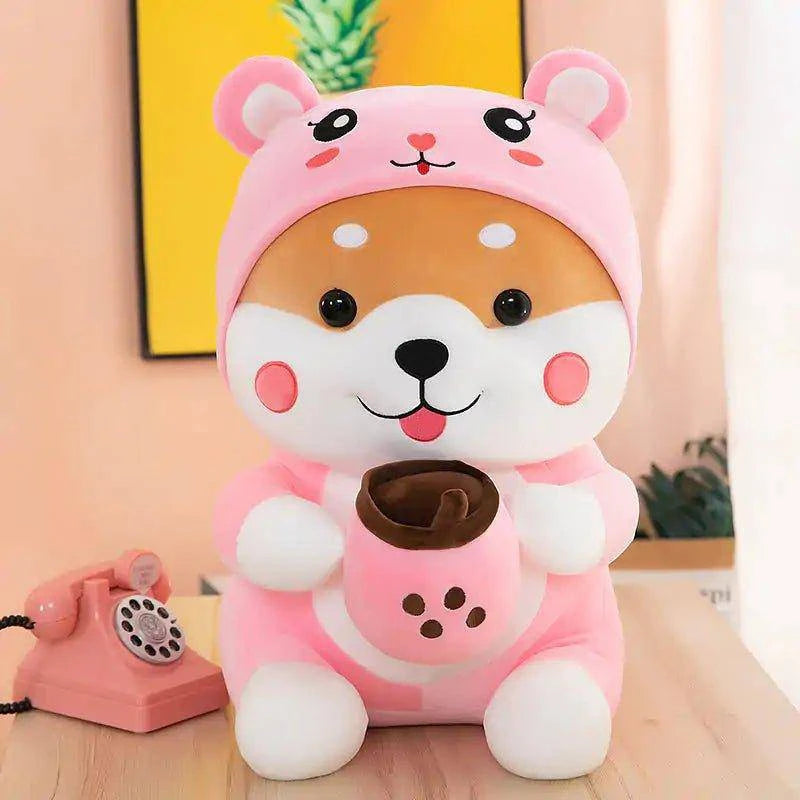 Feel the Warmth of Unconditional Love with Our Boba Drinking Shiba Plush Toy - Home Kartz
