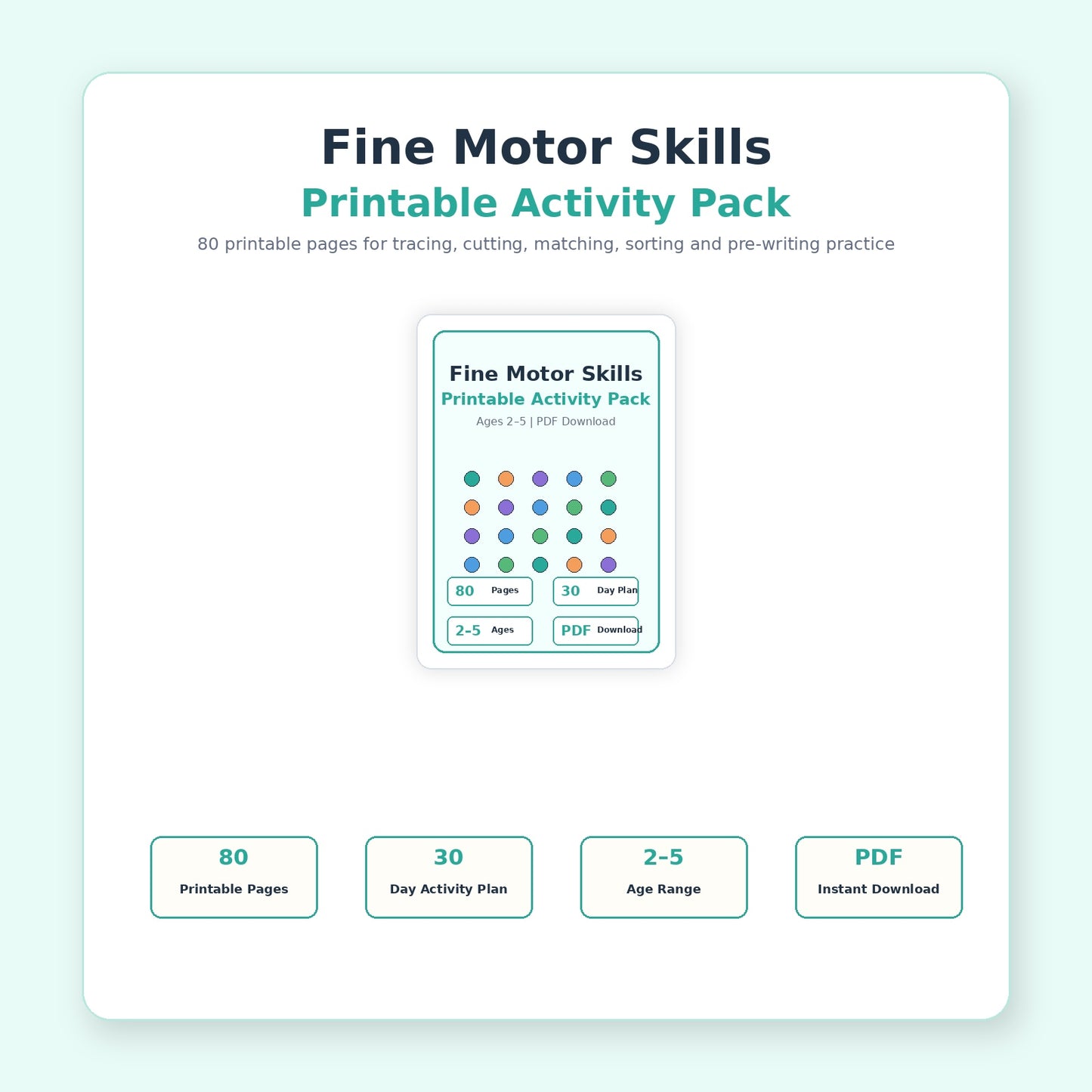 Fine Motor Skills Printable Activity Pack (80 Pages) | Ages 2–5