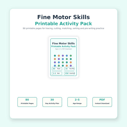 Fine Motor Skills Printable Activity Pack (80 Pages) | Ages 2–5