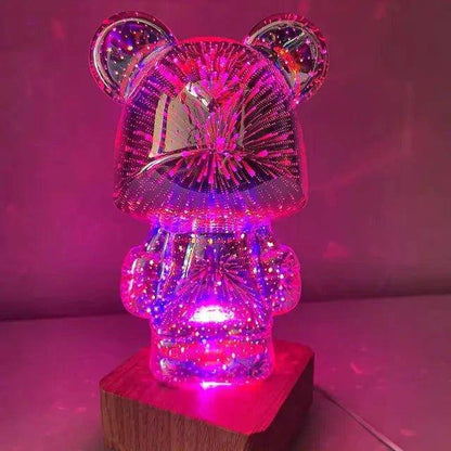 Transform Your Home with the Enchanting 3D Glass Fireworks Little Bear Night Light - Home Kartz