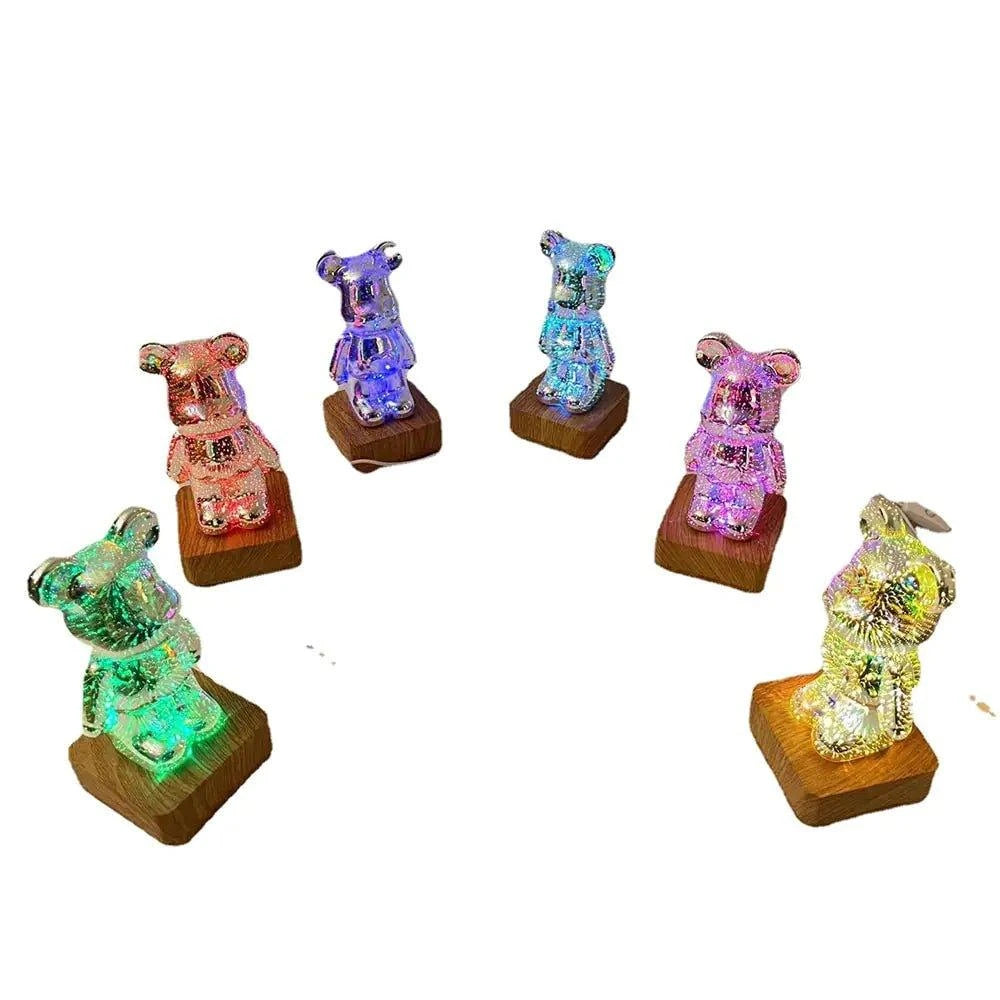 Transform Your Home with the Enchanting 3D Glass Fireworks Little Bear Night Light - Home Kartz