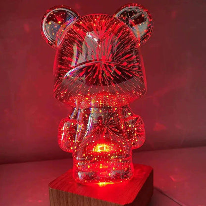 Transform Your Home with the Enchanting 3D Glass Fireworks Little Bear Night Light - Home Kartz