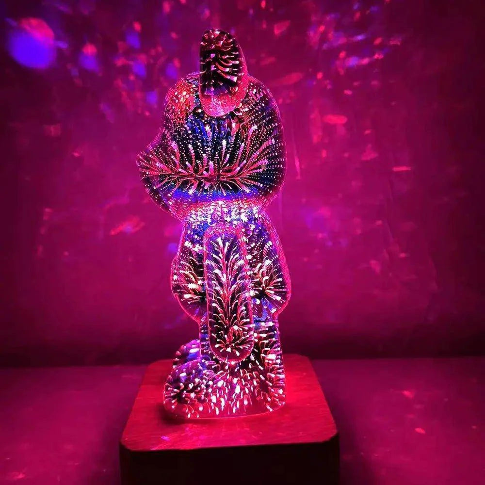 Transform Your Home with the Enchanting 3D Glass Fireworks Little Bear Night Light - Home Kartz