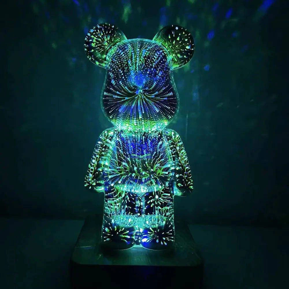 Transform Your Home with the Enchanting 3D Glass Fireworks Little Bear Night Light - Home Kartz