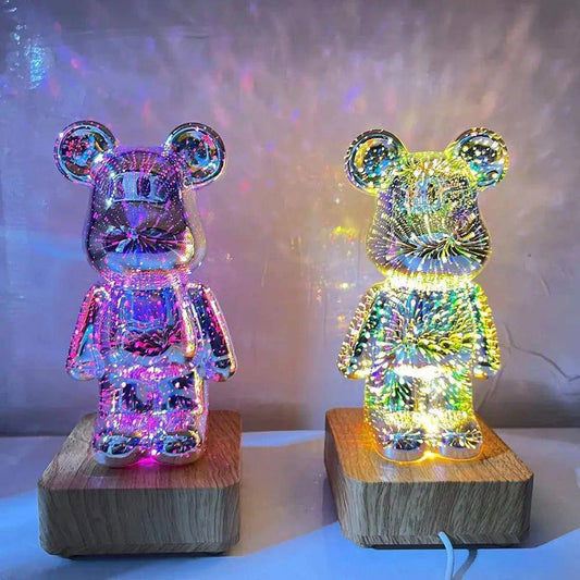 Transform Your Home with the Enchanting 3D Glass Fireworks Little Bear Night Light - Home Kartz