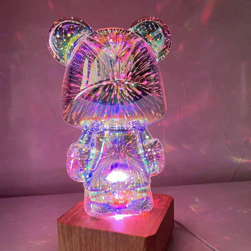 Transform Your Home with the Enchanting 3D Glass Fireworks Little Bear Night Light - Home Kartz