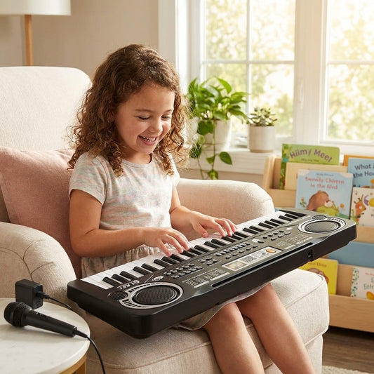 Upgrade Their Talent, Not Just Their Toybox. The 61-Key Professional-Style Keyboard with Microphone, Recording & Master Volume Control