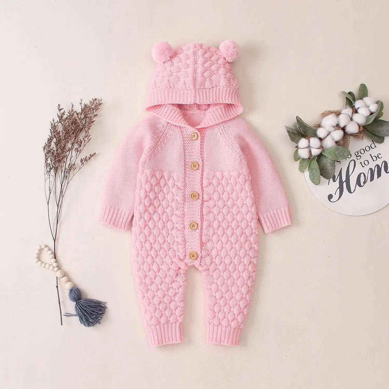 Embrace Cozy Chic: The Ultimate Ear Knit Romper with Hoodie for Your Little One 🌟👶 - Home Kartz