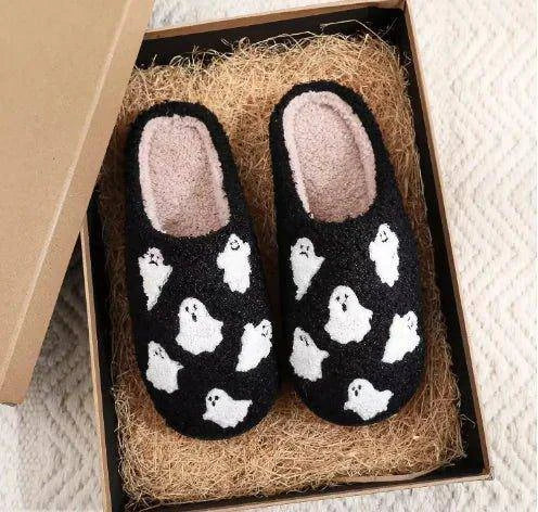 Halloween Ghost Cotton Slippers – Cozy, Non-Slip, Spooky Comfort for Men & Women - Home Kartz
