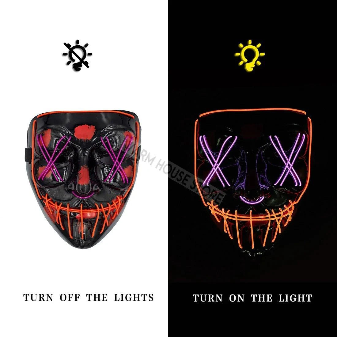 LED Halloween Mask – Light Up Your Halloween Costume with Eerie Glow - Home Kartz