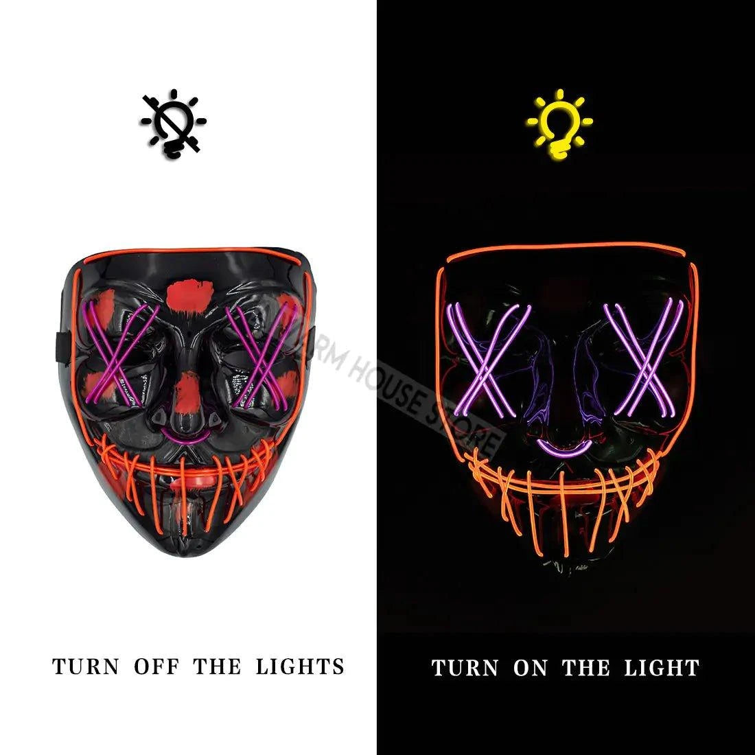 LED Halloween Mask – Light Up Your Halloween Costume with Eerie Glow - Home Kartz