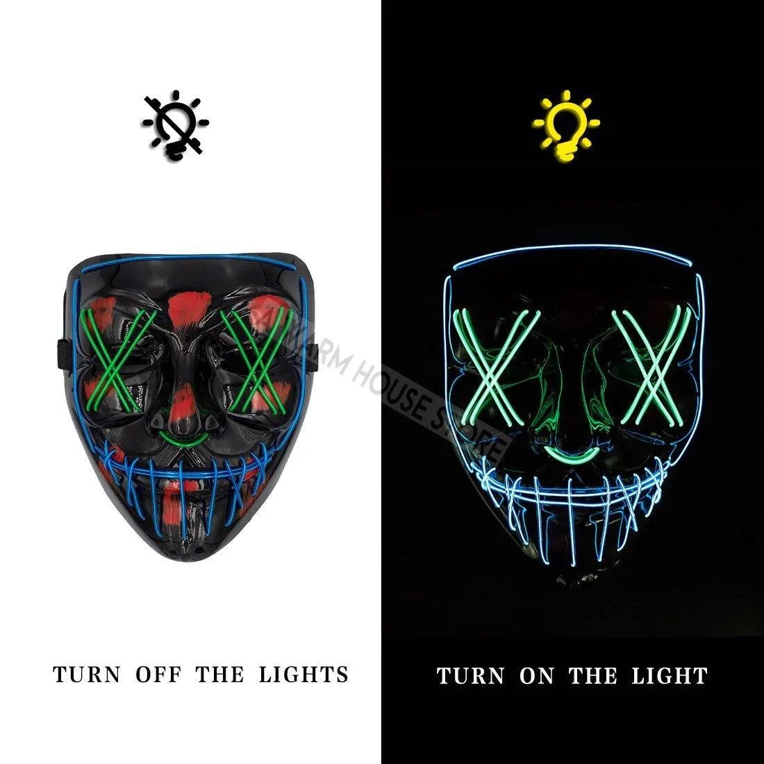 LED Halloween Mask – Light Up Your Halloween Costume with Eerie Glow - Home Kartz