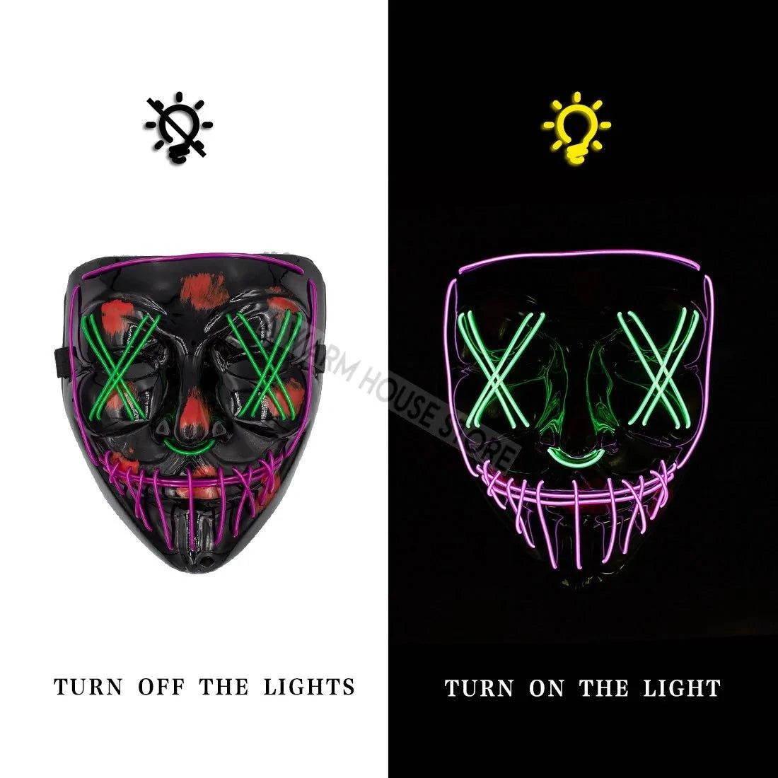 LED Halloween Mask – Light Up Your Halloween Costume with Eerie Glow - Home Kartz