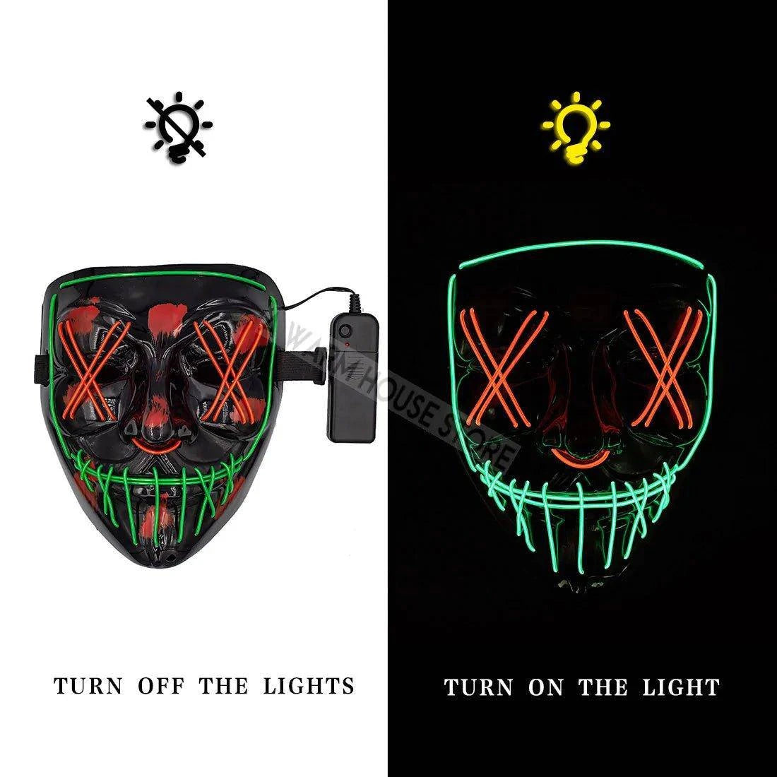 LED Halloween Mask – Light Up Your Halloween Costume with Eerie Glow - Home Kartz