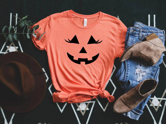 Halloween Pumpkin Face Shirt, Pumpkin Face Shirt, Halloween Outfit - Home Kartz