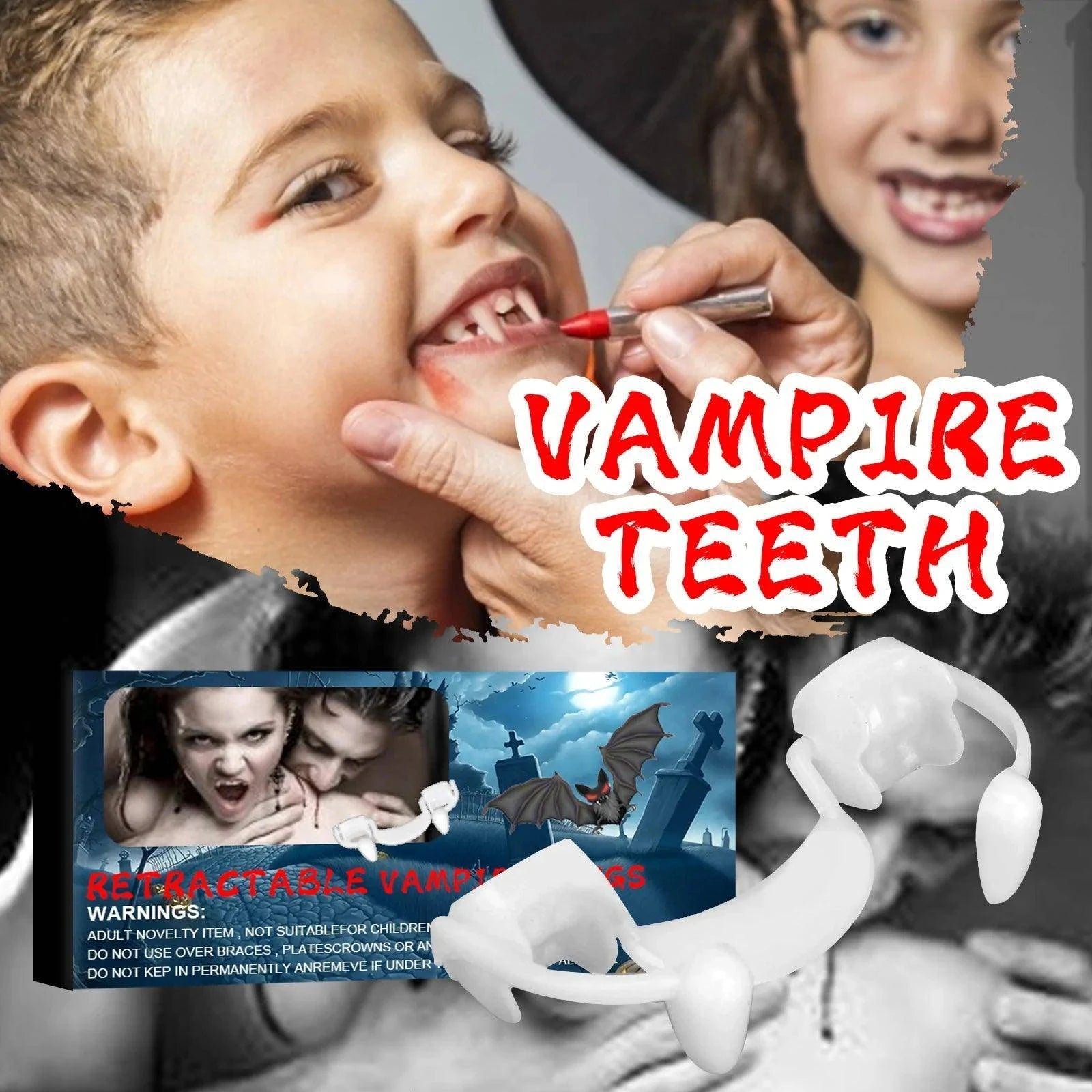 Spooky Halloween Vampire Dentures – Realistic Retractable Fangs for Costumes - Home Kartz