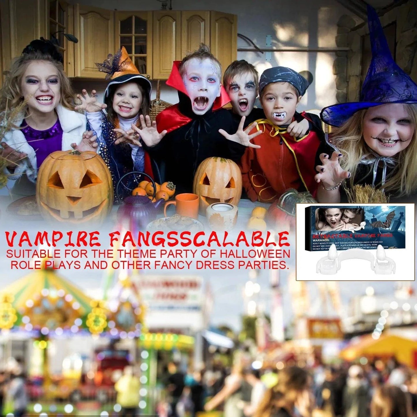 Spooky Halloween Vampire Dentures – Realistic Retractable Fangs for Costumes - Home Kartz