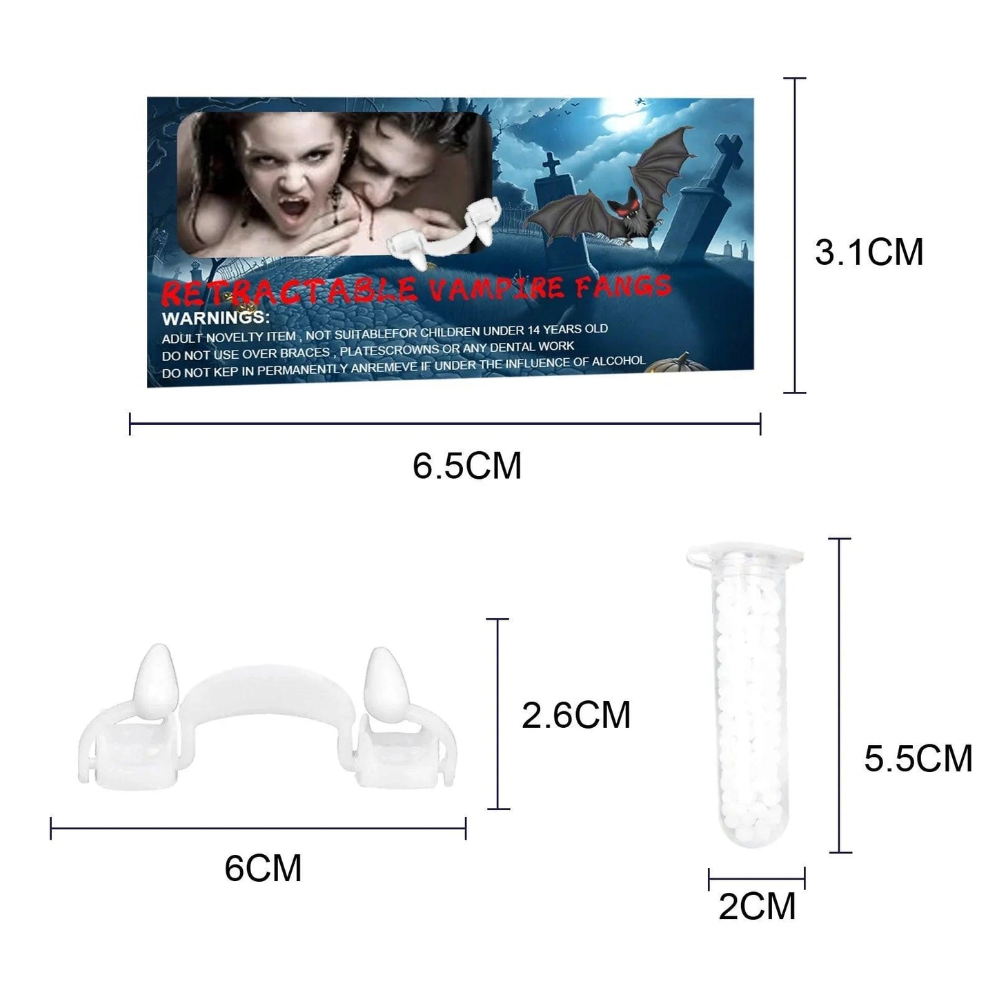 Spooky Halloween Vampire Dentures – Realistic Retractable Fangs for Costumes - Home Kartz