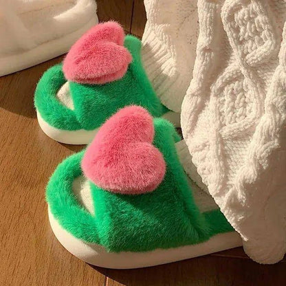 💖 Heart Love Fluffy Fur Slippers | Luxurious Comfort & Warmth for Cozy Days 🌟 - Home Kartz