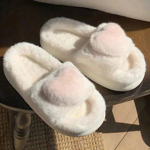 💖 Heart Love Fluffy Fur Slippers | Luxurious Comfort & Warmth for Cozy Days 🌟 - Home Kartz