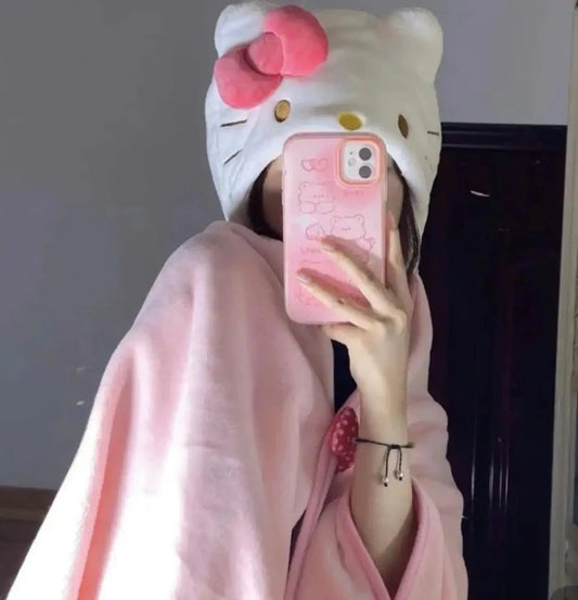 Hello Kitty Wearable Blanket Shawl Cloak – Cozy & Stylish Comfort for All Ages - Home Kartz
